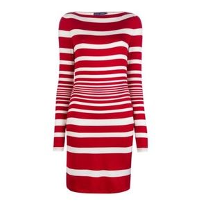 Ralph Lauren Red and Cream Striped Long Dress